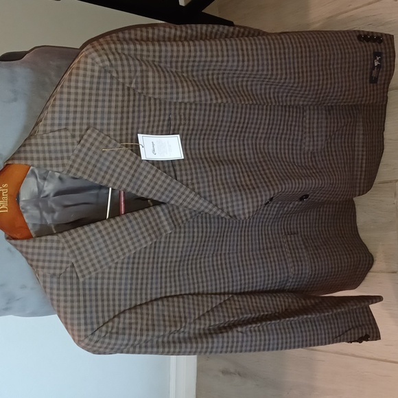 HART SCHAFFNER MARX MENS Blue Brown Chicago Style Sport Coat Blazer Jacket 43L